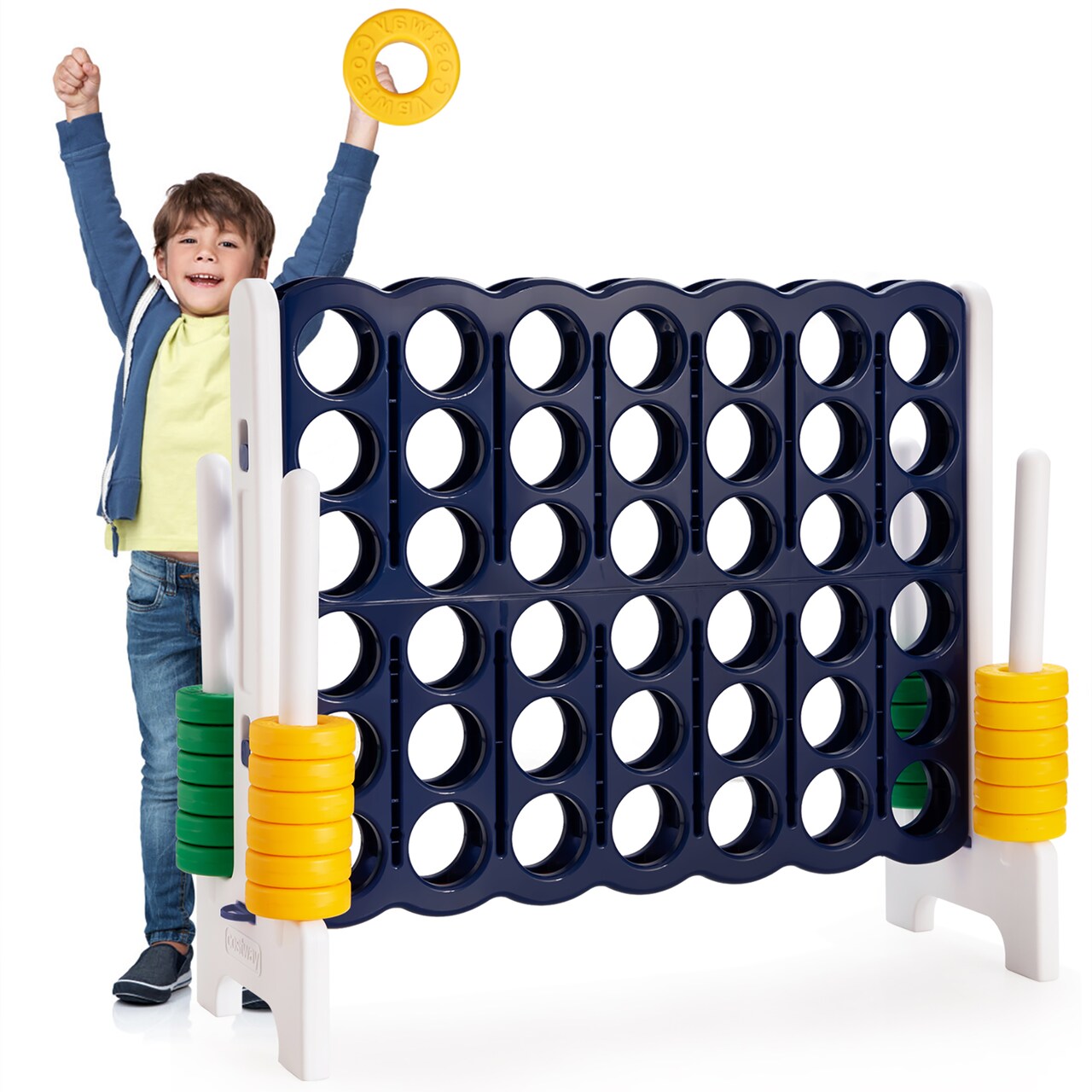 Costway Jumbo 4-to-Score 4 in A Row Giant Game Set Outdoor Indoor Kids Adults Family Fun Red\Black